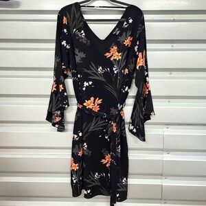 City Chic Bell Sleeve Floral Midi Dress